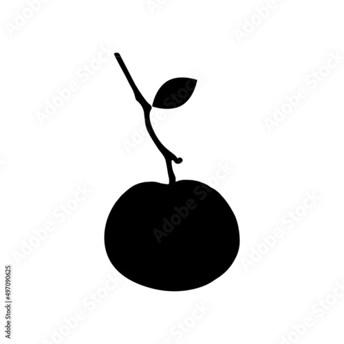 Orange Silhouette. Black and White Icon on Isolated White Background Suitable for Logo or Design Element