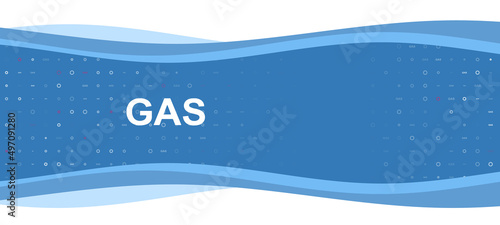 Blue wavy banner with a white gas text symbol on the left. On the background there are small white shapes, some are highlighted in red. There is an empty space for text on the right side