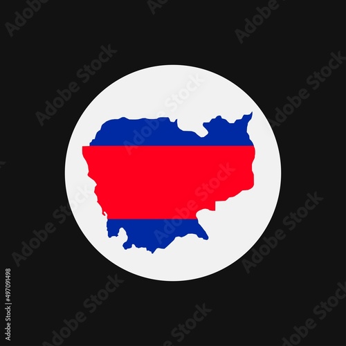 Cambodia map silhouette with flag on white background