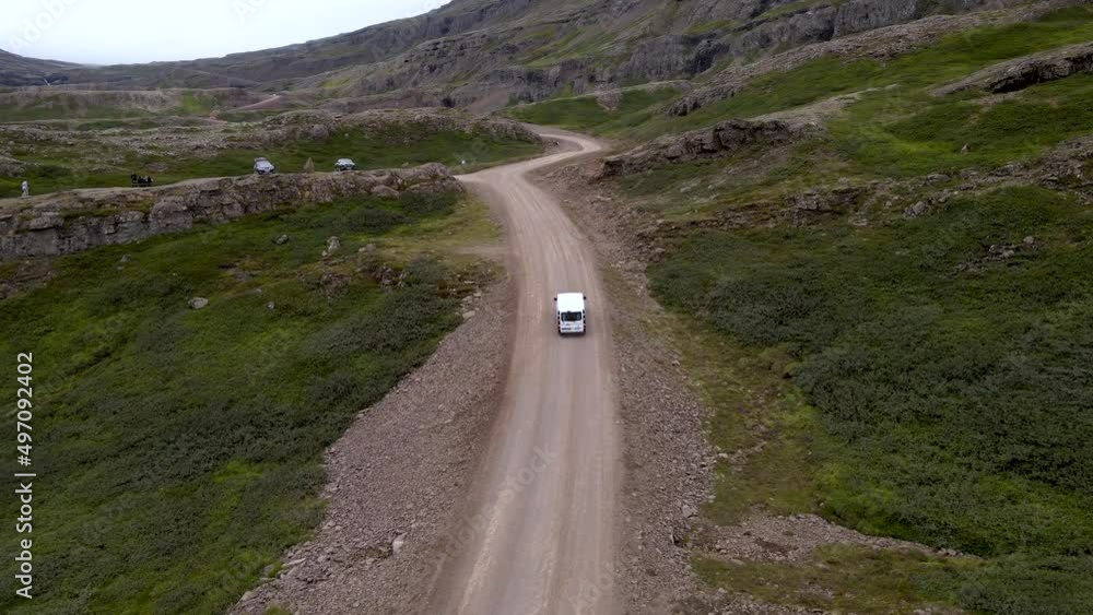 Beautiful aerial view of the great lonely highways crossing between mountains and nature, in Iceland Beautiful aerial view of the great lonely highways crossing between mountains and nature, in Iceland
