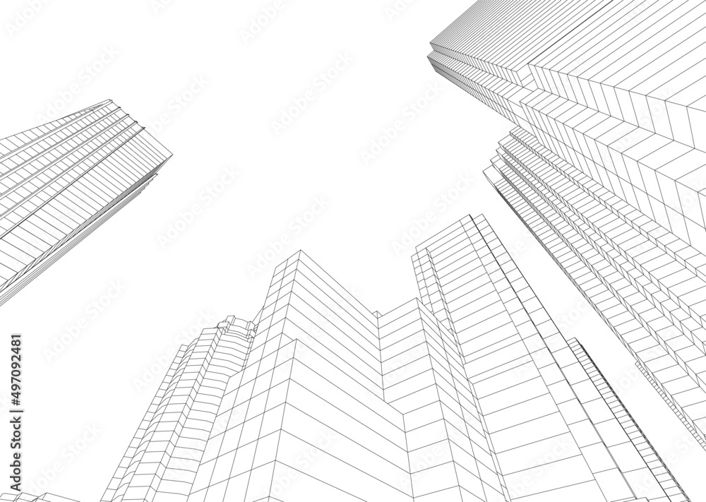 abstract architecture vector 3d illustration