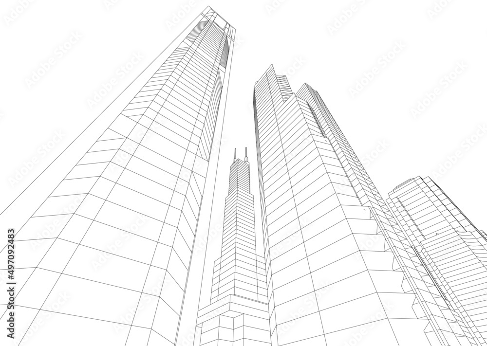 abstract architecture vector 3d illustration