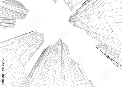 abstract architecture vector 3d illustration