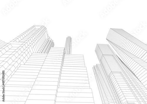 abstract architecture vector 3d illustration