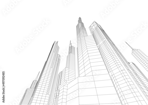 abstract architecture vector 3d illustration