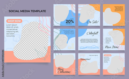 social media template banner blog fashion sale promotion. fully editable instagram and facebook square post frame puzzle organic sale poster.