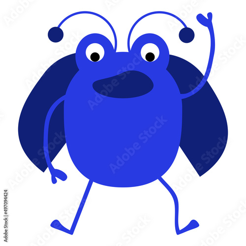 simple funny illustration blue bug