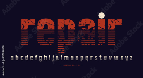 Decorative sans serif font with striped decor