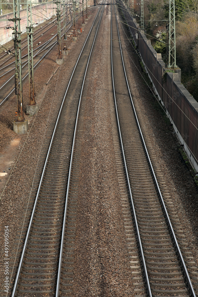 Railway track in a stone bed