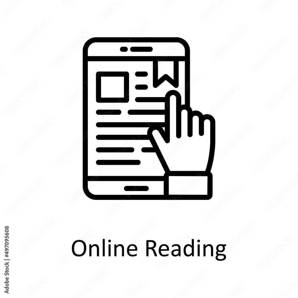Online Reading vector Outline Icon Design illustration. Educational Technology Symbol on White background EPS 10 File Online Reading vector Outline Icon Design illustration. Educational Technology Symbol on White background EPS 10 File