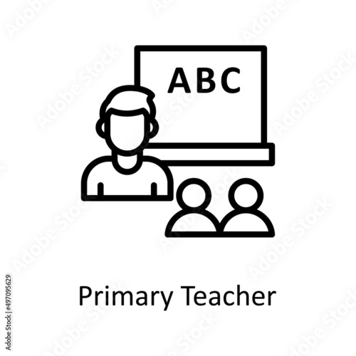 Primary Teacher  vector Outline Icon Design illustration. Educational Technology Symbol on White background EPS 10 File