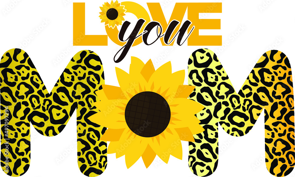 Obraz premium Love You Mom T Shirt Design It can be used on T-Shirt, labels, posters, icons, Sweater, Jumper, Hoodie, Mug, Sticker, Pillow, Bags, Greeting Cards, Badge, Or Poster