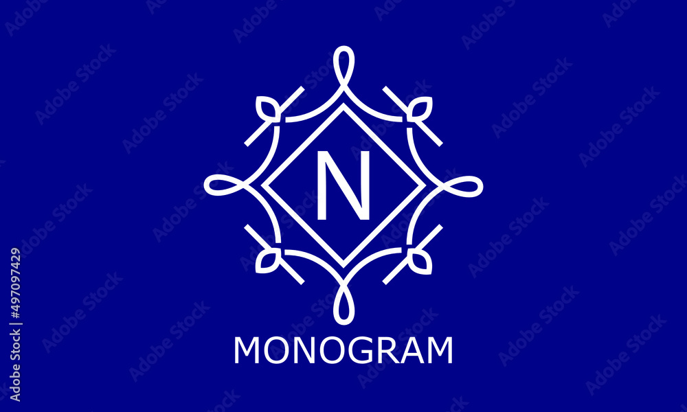 Simple and elegant monogram design template with letter N. Vector logo (sign, symbol, emblem, ornament) Simple and elegant monogram design template with letter N. Vector logo (sign, symbol, emblem, ornament)