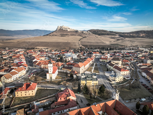Aerial view of the town of Spisske Podhradie in Slovakia photo