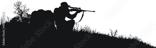 Tablou canvas Vector silhouettes of an adult male hunting big game