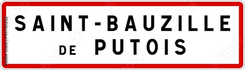 Panneau entrée ville agglomération Saint-Bauzille-de-Putois / Town entrance sign Saint-Bauzille-de-Putois