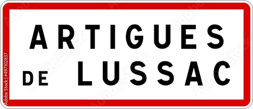 Panneau entrée ville agglomération Artigues-de-Lussac / Town entrance sign Artigues-de-Lussac photo