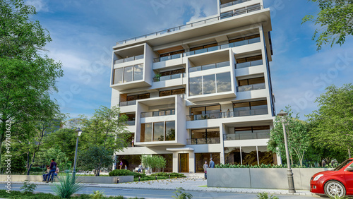 Modern new apartment block