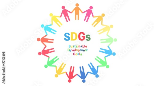 SDGs　指定17色を使ったロゴのループアニメーション（白背景）