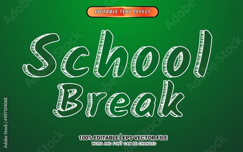 School break season 3d chalk text effect editable template design
