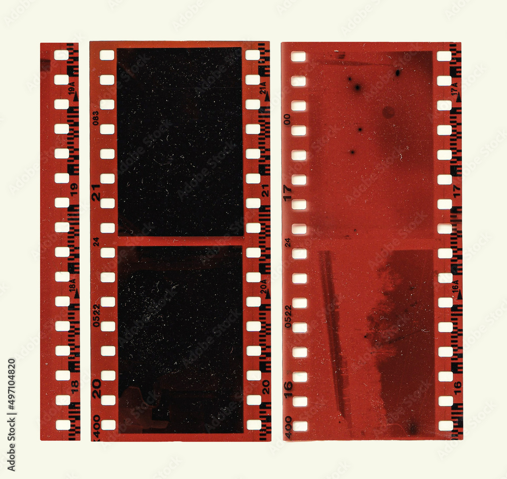 35mm Red Negative Photo Film Strip Frame Gritty Scan Pieces. 35mm Red Negative Photo Film Strip Frame Gritty Scan Pieces.