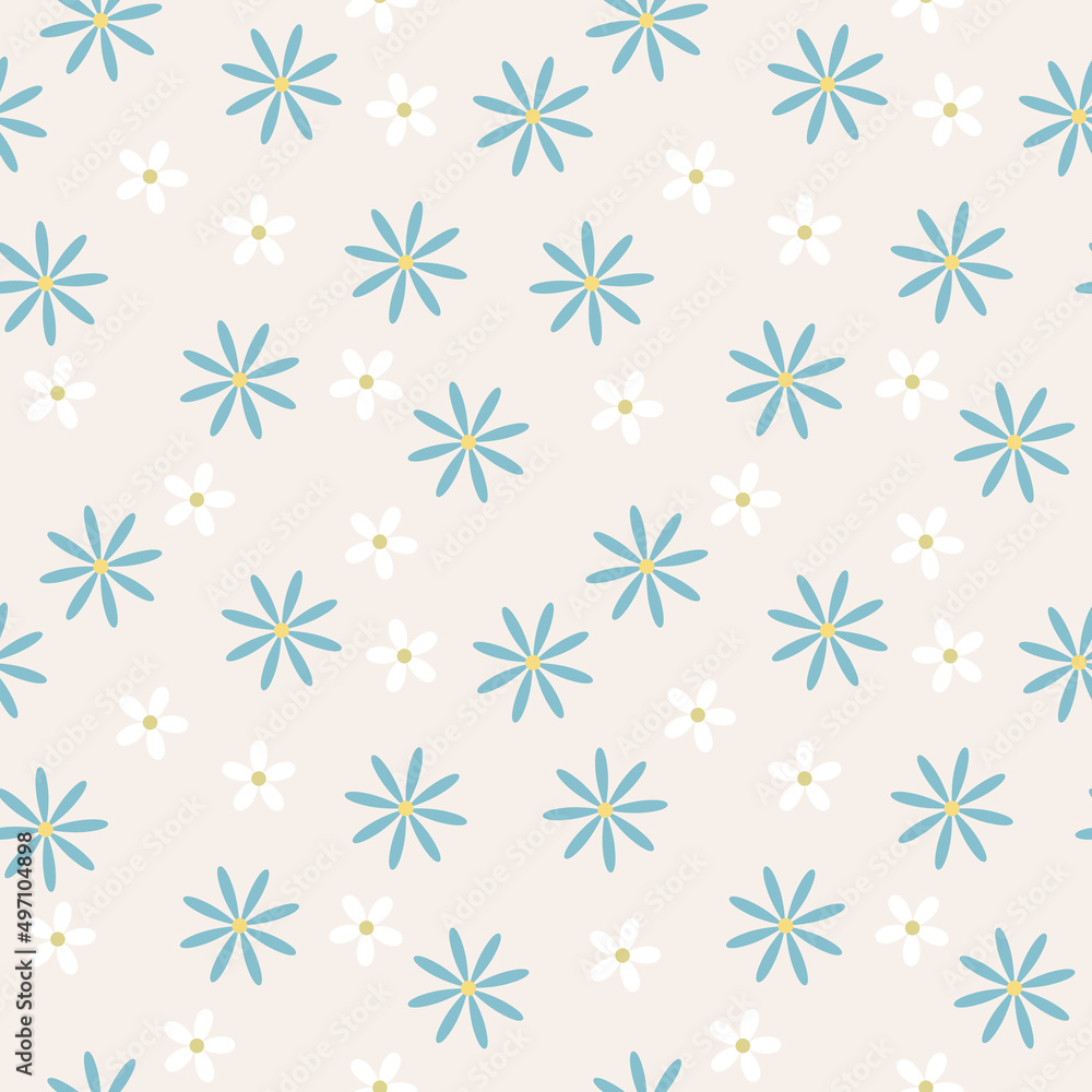Cute blue pastel flowers seamless pattern Cute blue pastel flowers seamless pattern