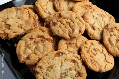 Closeup of a Plate of Toffee Cookies