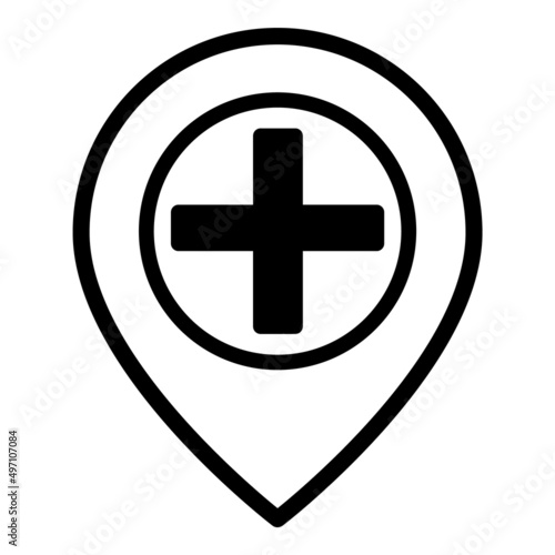 First Aid Location Pin Flat Icon Isolated On White Background
