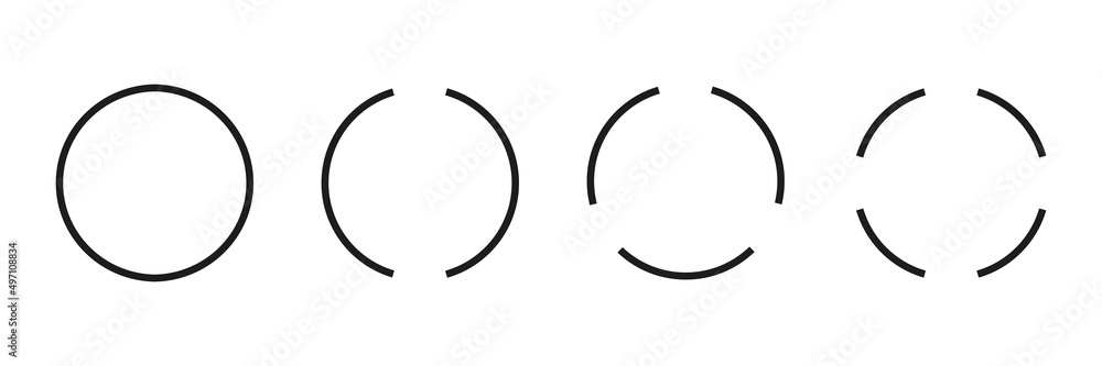 Set of circular lines. Rotate black linear element group. Vector isolated on white. Set of circular lines. Rotate black linear element group. Vector isolated on white.