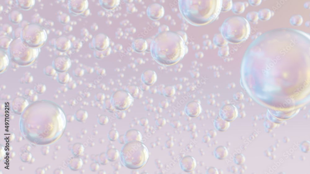 Cosmetic 3d multi colors liquid bubbles on a bright background. Collagen bubbles Design. Moisturizing Cream and Serum Concept. Vitamin for personal care and beauty concept. 