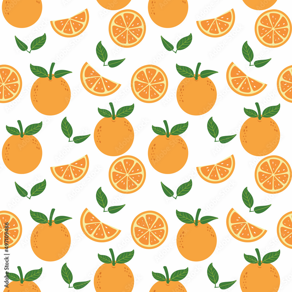 Fresh orange fruit seamless pattern Fresh orange fruit seamless pattern