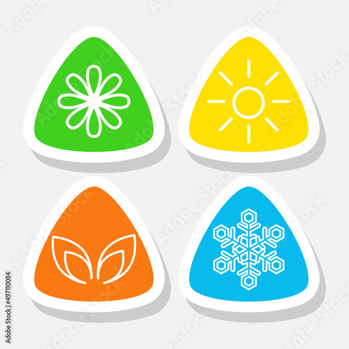 Four seasons sticker icon isolated on white background