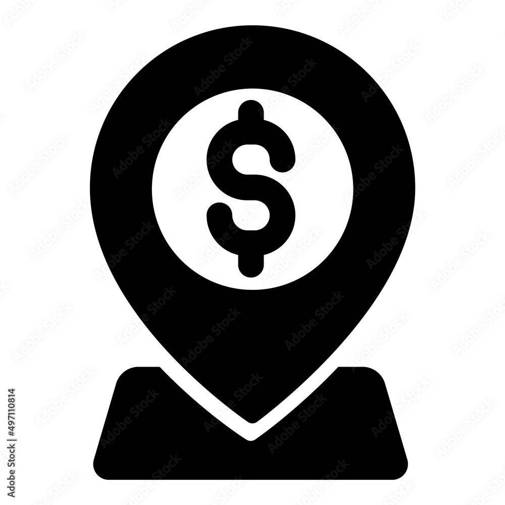 Currency Exchange Map Pin Flat Icon Isolated On White Background