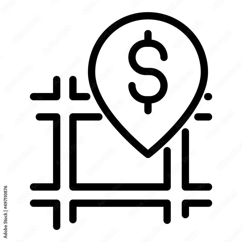 Obraz premium Currency Exchange Map Pin Flat Icon Isolated On White Background