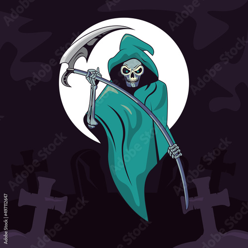grim reaper in cemetery