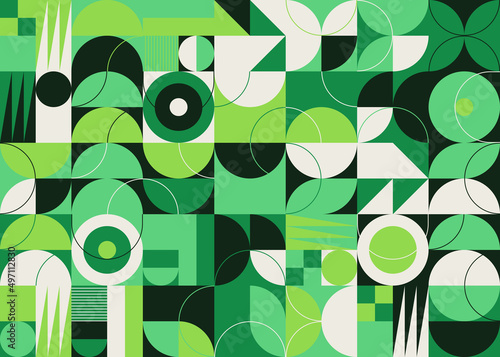Bauhaus Aesthetics Graphics Art Made Vector Geometric Shapes And Abstract Forms