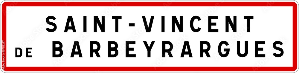 Panneau entrée ville agglomération Saint-Vincent-de-Barbeyrargues / Town entrance sign Saint-Vincent-de-Barbeyrargues Panneau entrée ville agglomération Saint-Vincent-de-Barbeyrargues / Town entrance sign Saint-Vincent-de-Barbeyrargues