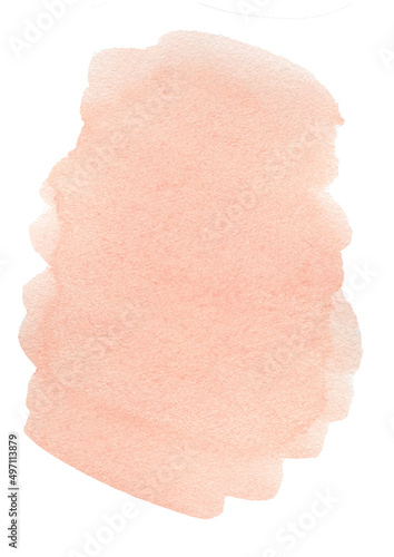Watercolor stain of pastel natural delicate shades a beige color. A Hand-drawn abstract watercolor spot. Isolated on white background. Suitable for wrap, wallpaper, website, poster or decor.