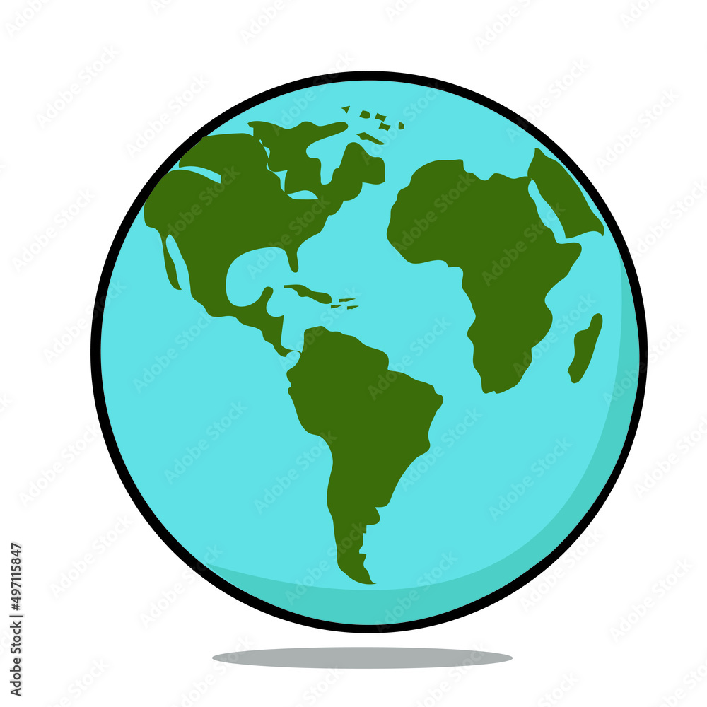Spherical earth isolated on a white background. Flat Earth Planet icon. Vector illustration.