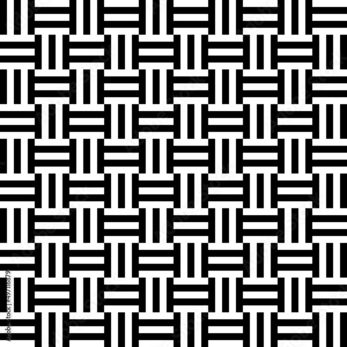 Geometric plait black and white stripes cane work seamless pattern background.