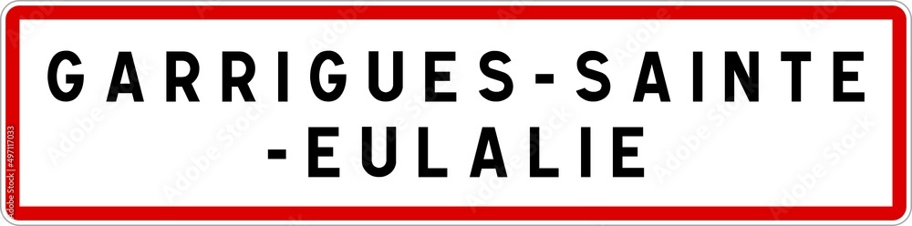Panneau entrée ville agglomération Garrigues-Sainte-Eulalie / Town entrance sign Garrigues-Sainte-Eulalie Panneau entrée ville agglomération Garrigues-Sainte-Eulalie / Town entrance sign Garrigues-Sainte-Eulalie