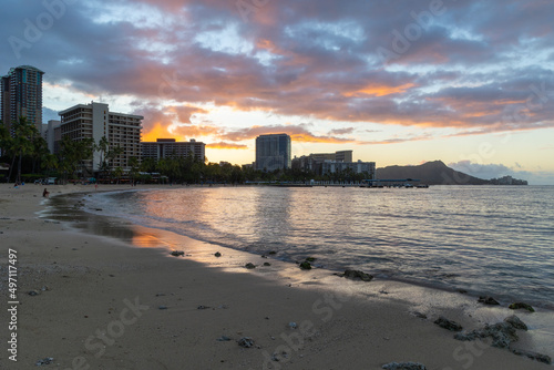 Sunrise over Waikiki beach