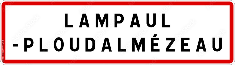 Panneau entrée ville agglomération Lampaul-Ploudalmézeau / Town entrance sign Lampaul-Ploudalmézeau