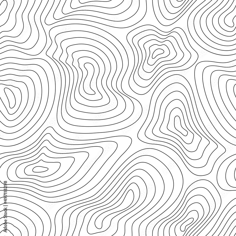 Obraz premium Topographic map, topographer seamless pattern, typography linear background for mapping and audio equalizer backdrop. Vector illustration.