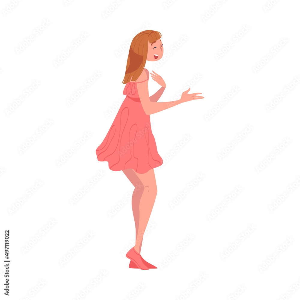 Woman Character Telling Funny Story and Joke Laughing Out Loud and Having Fun Vector Illustration Woman Character Telling Funny Story and Joke Laughing Out Loud and Having Fun Vector Illustration