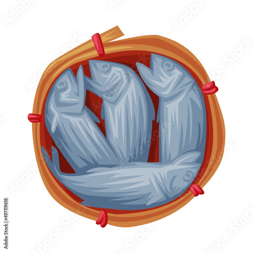 Mackerel Basket as Thailand Symbol and Famous Object Vector Illustration