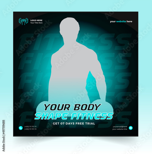 Body fitness Gym social media post square banner template