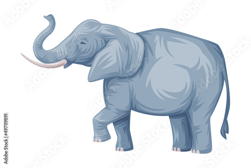 Elephant as Thailand Symbol and Famous Animal Vector Illustration