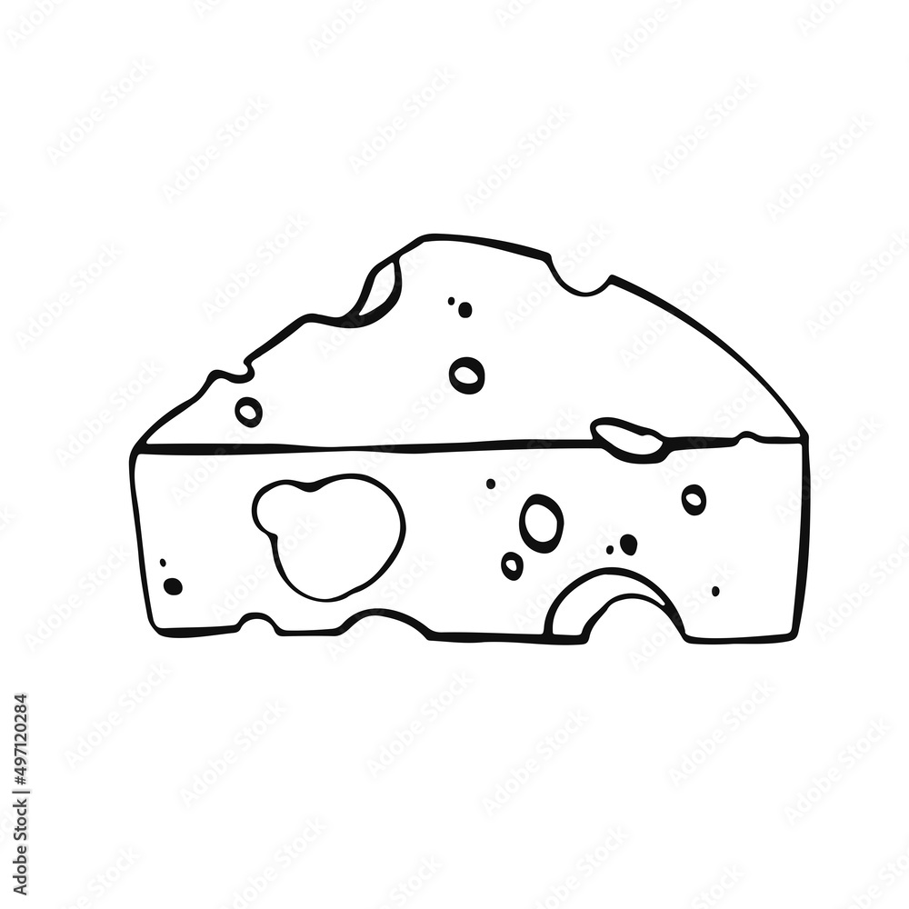 Cheese symbol in line, cartoon style outline. For restaurant menus and websites. Vector illustration Cheese symbol in line, cartoon style outline. For restaurant menus and websites. Vector illustration