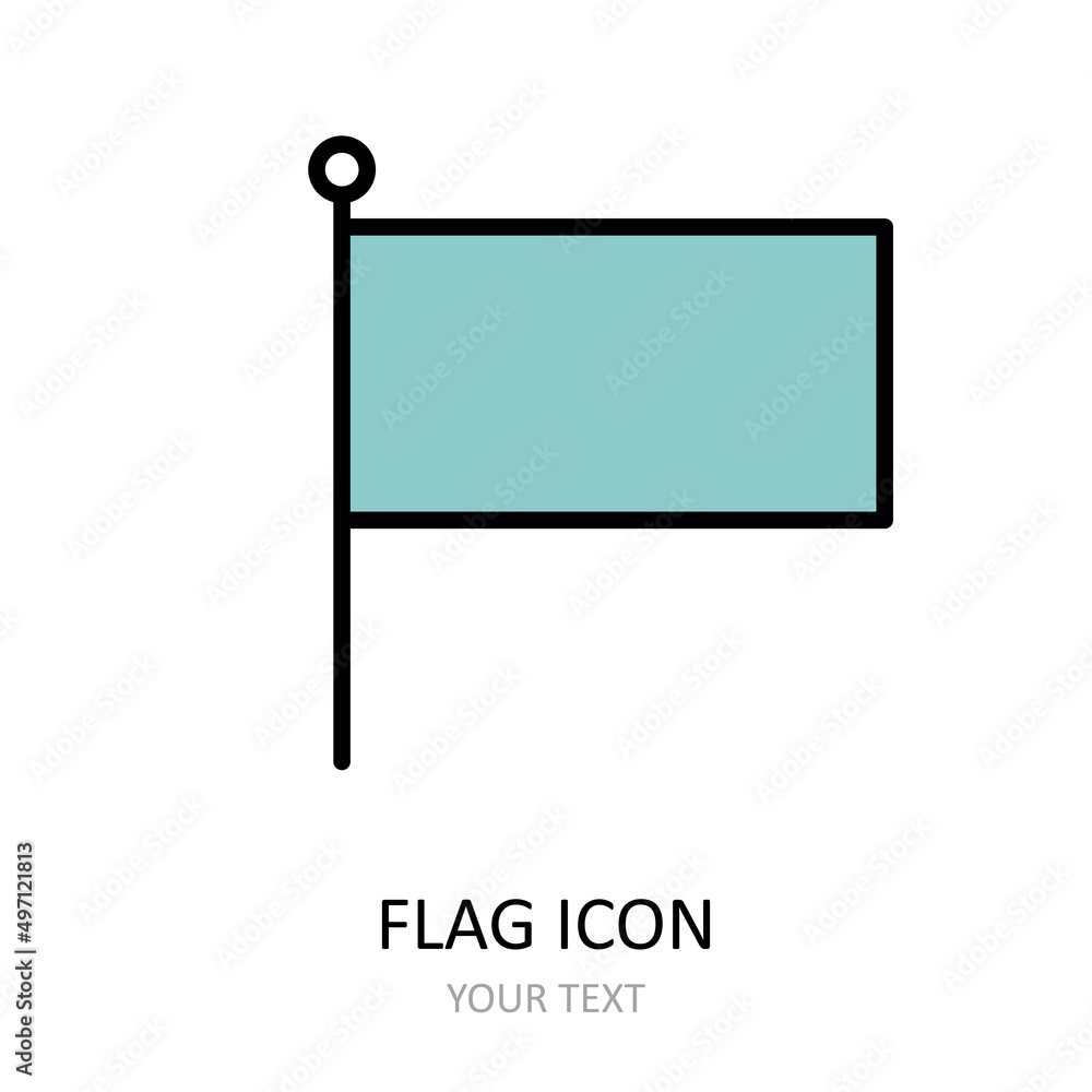 Obraz premium Vector illustration with small flag. Outline icon.
